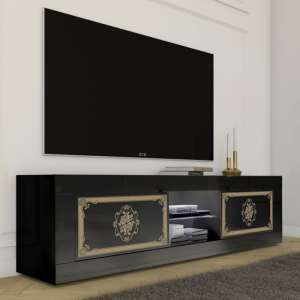Sisseton LED High Gloss 2 Doors TV Stand In Black