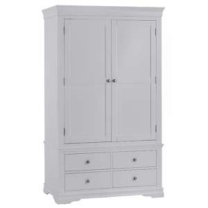 Skokie Wooden 2 Doors And 4 Drawers Wardrobe In Grey