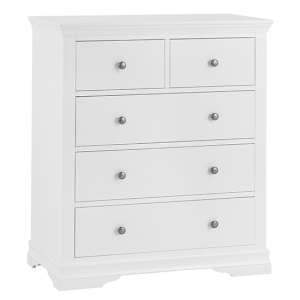 Skokie Wooden Chest Of 5 Drawers In Classic White