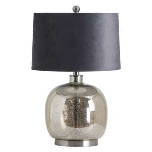 Slain Mirrored Glass Round Table Lamp In Silver With Black Shade