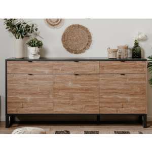 Sleford Sideboard With 3 Door 3 Drawer In Anthracite And Bamboo