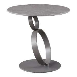 Slinfold Round Ceramic Top Side Table In Dark Grey