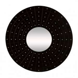 Aurich Round Wall Bedroom Mirror In Black Wooden Frame