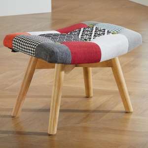 Sloane Fabric Foot Stool In Patched
