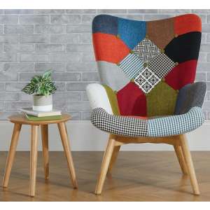 Sloane Fabric Lounge Chaise Armchair In Patched