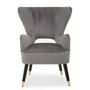 Sloane Velvet Upholstered Armchair In Grey