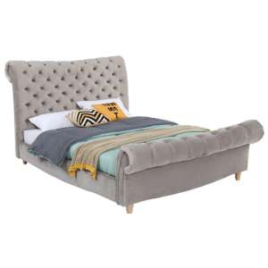 Sloane Velvet Upholstered Super King Size Bed In Subtle Mink