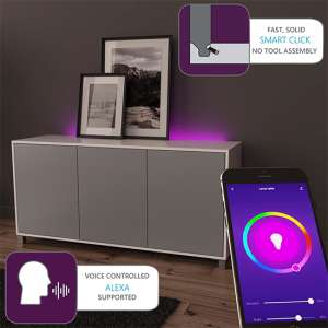 Smart Tech Wooden Sideboard In White And Grey With LED Lights