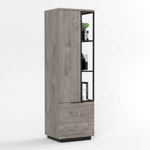 Snapp Wooden Display Cabinet In Natural And Black With 2 Doors