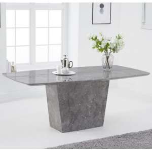 Snyder Rectangular High Gloss Marble Dining Table In Light Grey