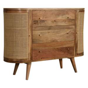 Sofia Wooden Sideboard In Oak Ish With 2 Woven Style Doors