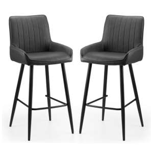 Soho Black Faux Leather Bar Chairs In Pair