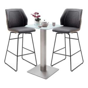 Soho Glass Bar Table With 2 Aberdeen Brown Bar Stools