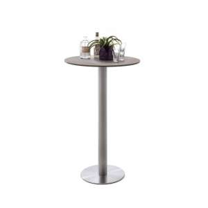 Soho Glass Bar Table Round In Mokka And Brushed Stainless Steel