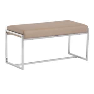 Sako Small Faux Leather Dining Bench In Stone