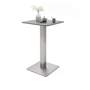 Soho Glass Bar Table Square In Mokka And Brushed Steel Base