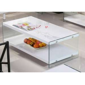Maik Modern Coffee Table In White High Gloss With Glass Legs
