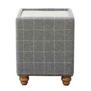 Solna Glass Top Leather And Wool Side Table In Grey