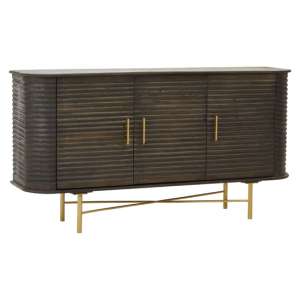 Sonja Wooden Sideboard With 3 Doors In Grey And Gold