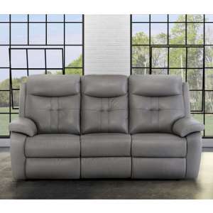 Sotra Italian Leather Electric Recliner 3 Seater Sofa In Grey