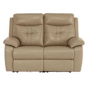 Sophia Leather Electric Recliner 2 Seater Sofa In Light Stone