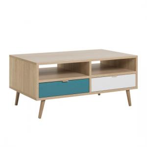 Sorio Coffee Table In Sonoma Oak And Tricolor With 2 Drawers