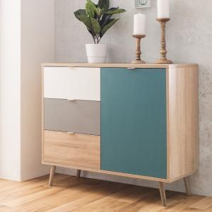 Sorio Compact Sideboard In Sonoma Oak And Tricolor With 1 Door