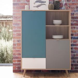 Sorio Highboard In Sonoma Oak And Tricolor With 2 Doors
