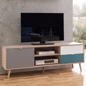 Sorio Wooden TV Stand In Sonoma Oak And Tricolor