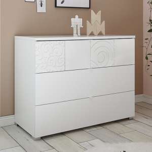 Soxa Wooden Chest Of Drawers In Serigraphed White