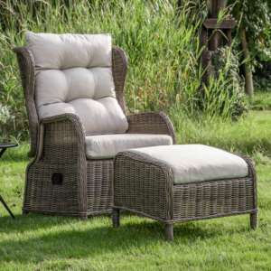 Sparkford Outdoor Reclining Chair And Footstool In Natural