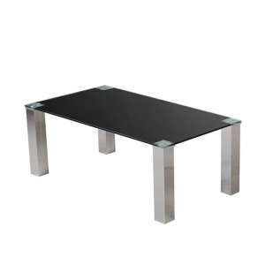 Sparkle Glass Coffee Table In Black With Stainless Steel Base