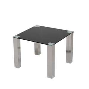 Sparkle Glass End Table In Black With Stainless Steel Base