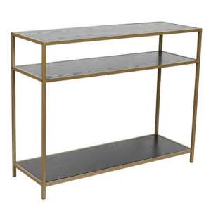Sparks Ash Black 2 Shelves Console Table In With Gold Frame