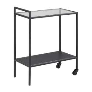 Sparks Clear Glass Top Serving Trolley In Black