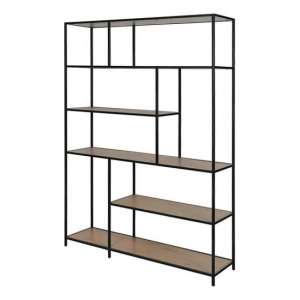 Sparks Oak 5 Asymmetric Shelves Display Stand With Black Frame