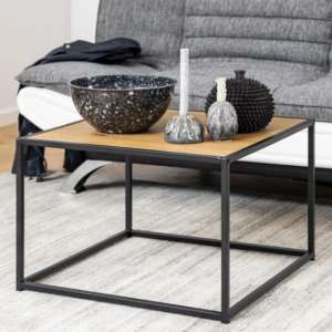 Sparks Square Coffee Table In Matt Wild Oak With Black Frame