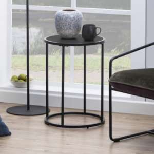 Sparks Tall Wooden Side Table In Ash Black