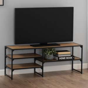 Sparks Wooden 3 Asymmetric Shelves TV Stand In Matt Wild Oak