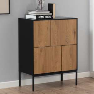 Sparks Wooden 4 Doors Highboard In Matt Wild Oak