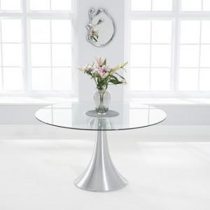 Sparta Round Glass Dining Table In Clear With Chrome Base