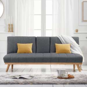 Spazzate Linen Fabric 3 Seater Fold Down Sofa Bed In Grey