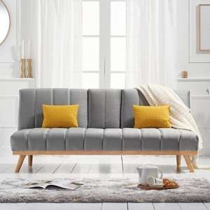 Spazzate Velvet 3 Seater Fold Down Sofa Bed In Grey