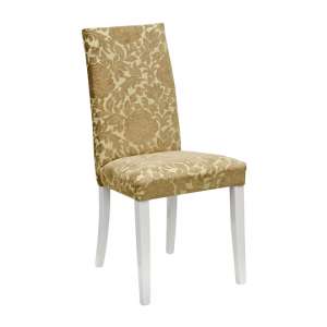 Spectra Lucia Gold Fabric Dining Chair With Wooden Legs