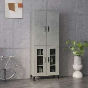 Springhill Wooden Highboard With 4 Doors In Concrete Effect