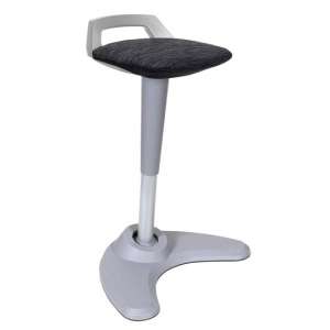 Spry Fabric Office Stool In Grey Frame And Black Seat