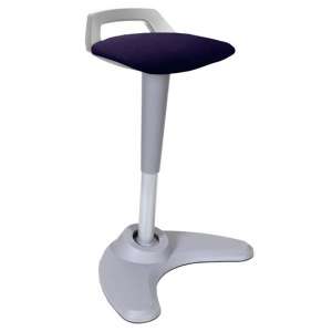 Spry Fabric Office Stool In Grey Frame And Tansy Purple Seat