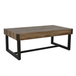 Stacey Wooden Rectangular Coffee Table With Black Metal Legs