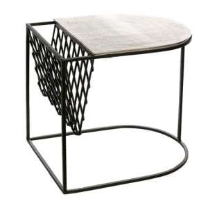 Stack Aluminium Side Table In Antique Black And Silver