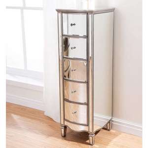 Stafford Mirrored Chest Of Drawers Tall With 5 Drawers